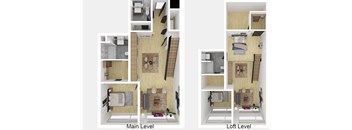 2 Bedroom 2 Bathroom Penthouse J Floor Plan [1,382 SqFt]
